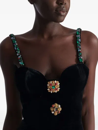 Balmain Jewel-embellished Velvet Dress In Black