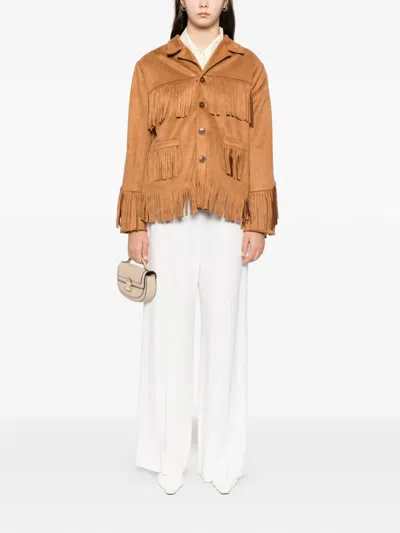 Blaklace Fringe Pockets Jacket In Brown