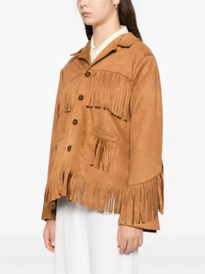 Blaklace Fringe Pockets Jacket In Brown