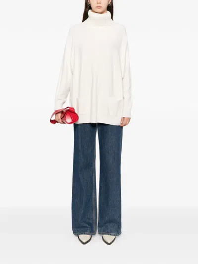 Blaklace Roll-neck Knitted Top In White