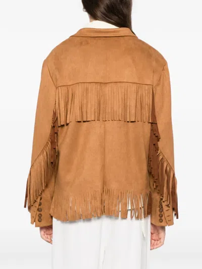Blaklace Fringe Pockets Jacket In Brown