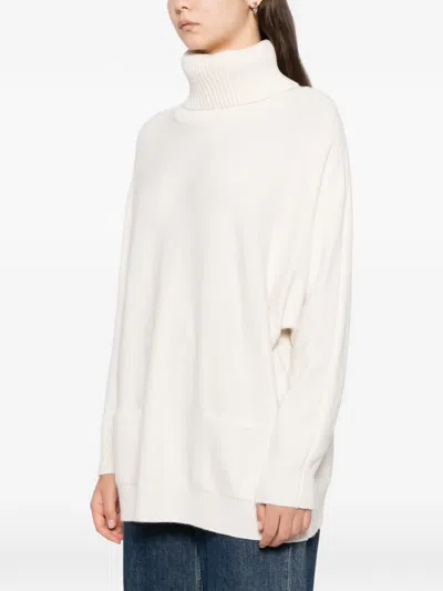 Blaklace Roll-neck Knitted Top In White