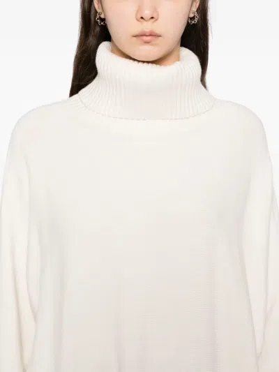 Blaklace Roll-neck Knitted Top In White