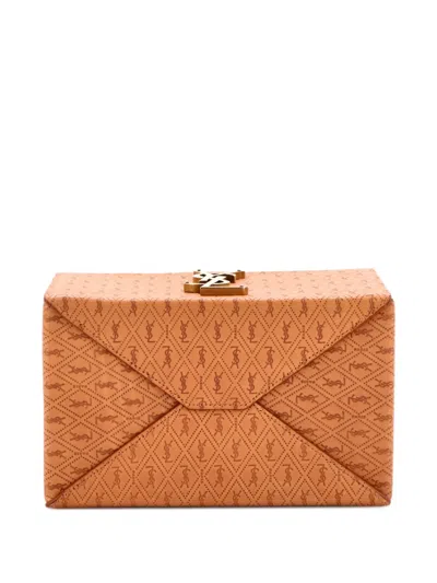 Pre-owned Saint Laurent Take-away Box Bag Monogram All Over Leather Satchel In Brown