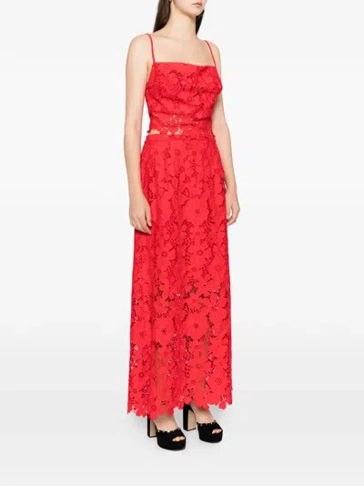 Blaklace Floral-embrodairy Skirt Set In Red