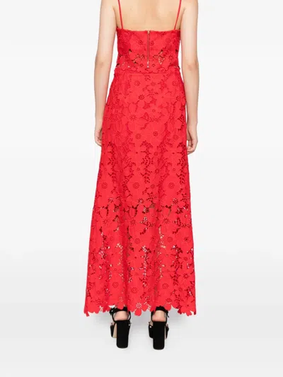 Blaklace Floral-embrodairy Skirt Set In Red