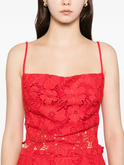 Blaklace Floral-embrodairy Skirt Set In Red