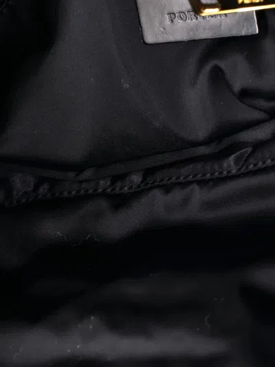 Pre-owned Fendi Porter Baguette Bag Nylon Medium Belt Bag In Black