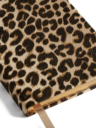 Smythson Soho Leopard-print Notebook In Brown
