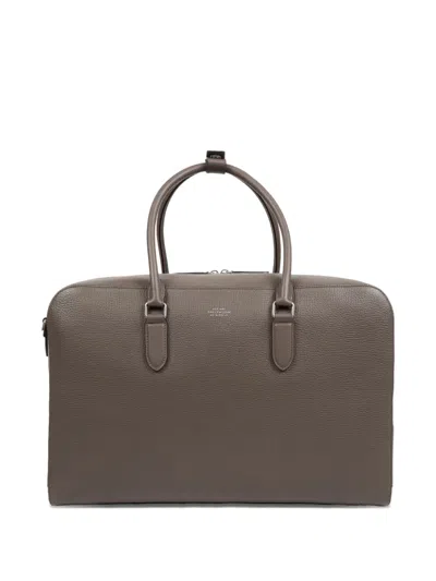 Smythson Leather Top-handle Travel Bag In Brown