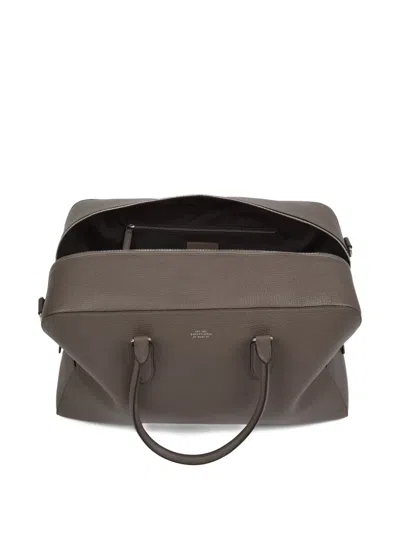Smythson Leather Top-handle Travel Bag In Brown