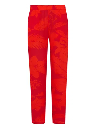 Vilebrequin Flower-pattern Trousers In Red