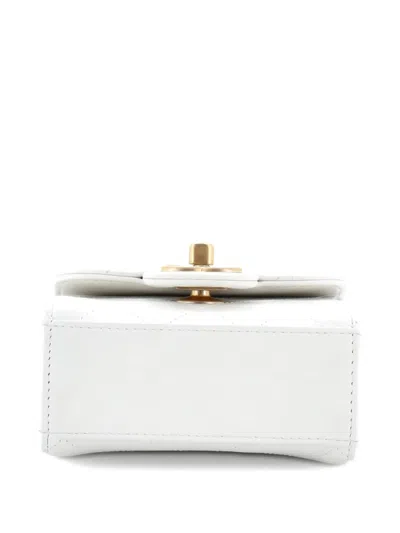 Pre-owned Chanel Chic Pearls Flap Clutch With Chain Quilted Goatskin Mini Crossbody Bag In White