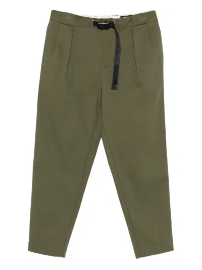 White Sand Pleated Twill Straight-leg Trousers In Green