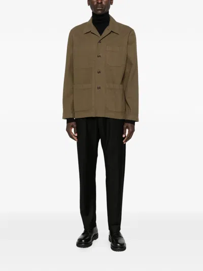 Hartford Buttoned Patch-pocket Overshirt In Brown