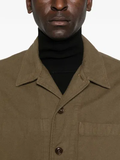 Hartford Buttoned Patch-pocket Overshirt In Brown