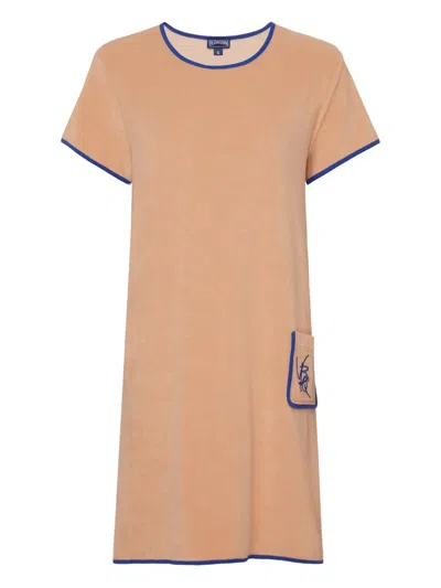 Vilebrequin Logo-patch Pocket Midi Dress In Brown