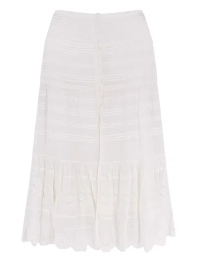 Isabel Marant Étoile Paoline Embroidered Midi Skirt In White