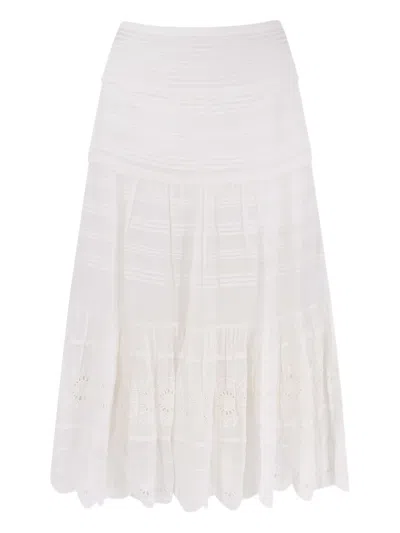 Isabel Marant Étoile Paoline Embroidered Midi Skirt In White
