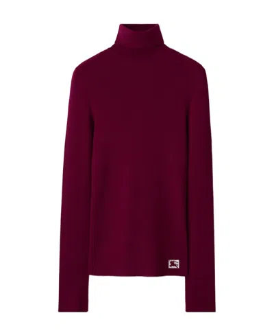 Burberry Equestrian Knight High-neck Knitted Jumper In Red