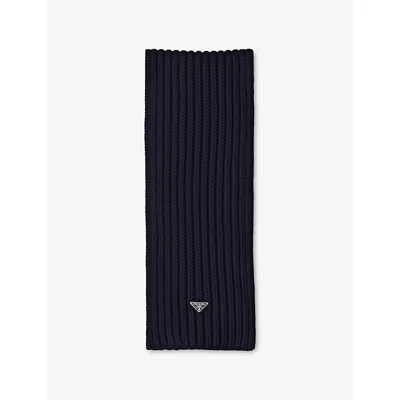 Prada Womens Blue Wool Knitted Wool Scarf In Blue