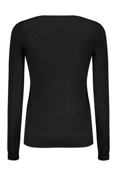 Valentino Long Sleeve Crew-neck Sweater In Black