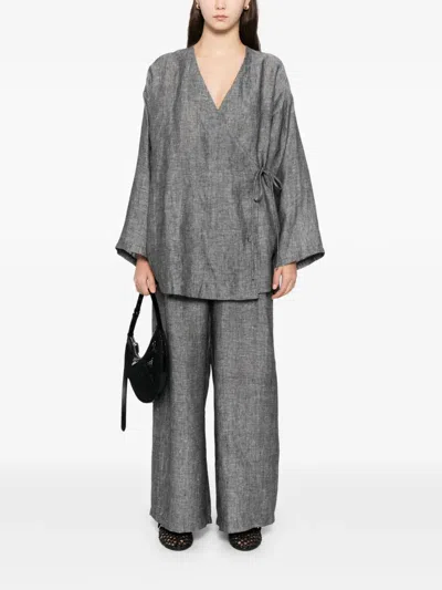 Blaklace Tie-waist Set In Gray