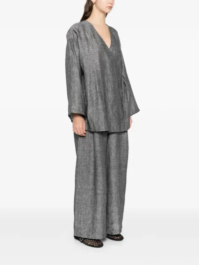 Blaklace Tie-waist Set In Gray