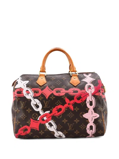 Pre-owned Louis Vuitton Speedy Handbag Limited Edition Bay Monogram Canvas 30 Satchel In Brown