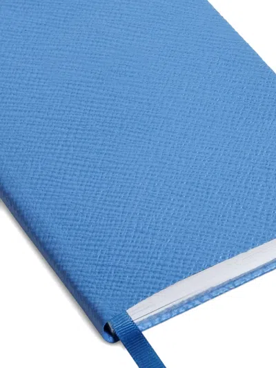 Smythson Textured-leather Notebook In Blue