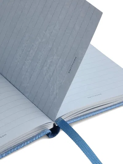 Smythson Textured-leather Notebook In Blue