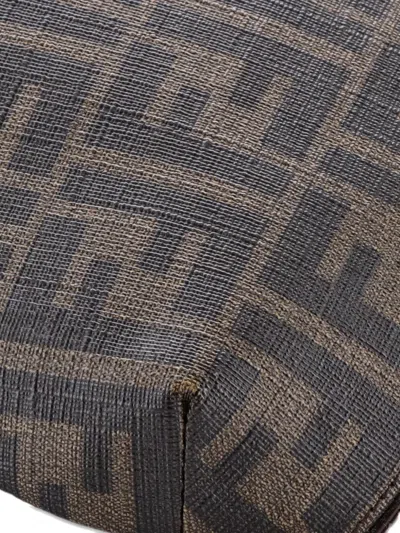 Pre-owned Fendi Zip Zucca Coated Canvas And Leather Belt Bag In Black