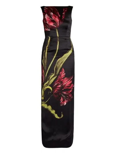 Erdem Floral-print Maxi Dress In Black