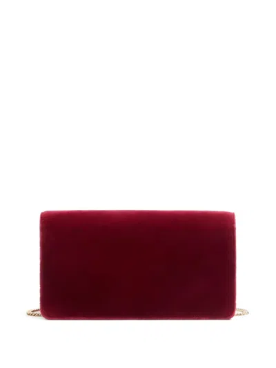 Valentino Vlogo Signature Velvet Bow Clutch Bag In Red