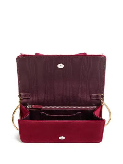 Valentino Vlogo Signature Velvet Bow Clutch Bag In Red
