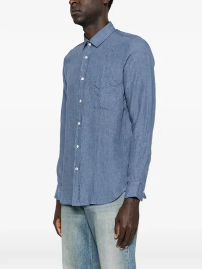 Hartford Pocket Linen Shirt In Blue