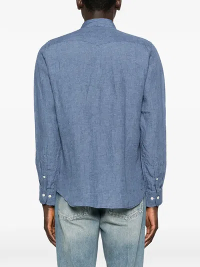 Hartford Pocket Linen Shirt In Blue