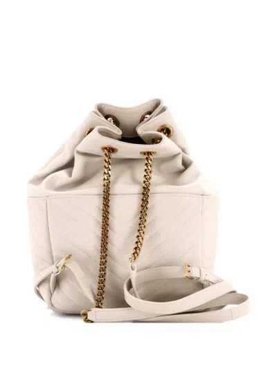 Pre-owned Saint Laurent Joe Matelasse Chevron Leather Backpack In Neutral