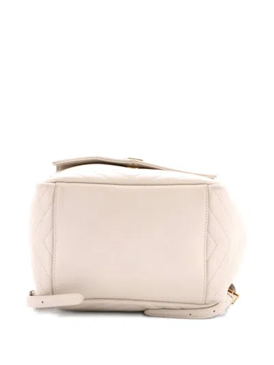 Pre-owned Saint Laurent Joe Matelasse Chevron Leather Backpack In Neutral