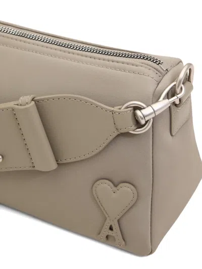 Ami Alexandre Mattiussi Padded Leather Marcel Shoulder Bag In Neutral