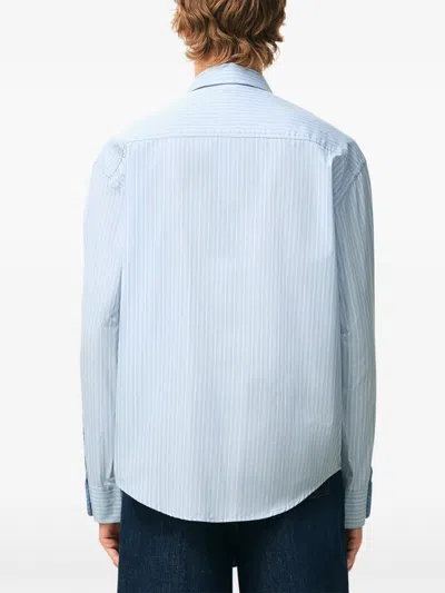 Ami Alexandre Mattiussi Striped Long-sleeve Shirt In Blue