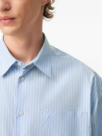 Ami Alexandre Mattiussi Striped Long-sleeve Shirt In Blue