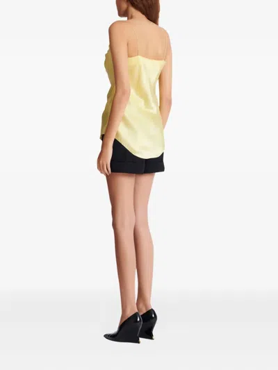 Balmain Silk Satin Top With Thin Straps In Yellow