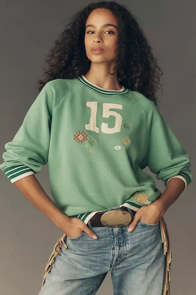 Mother The Big Sport Graphic Sweatshirt In Green