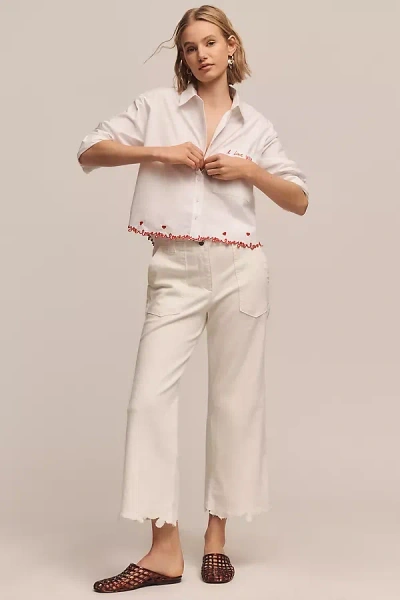 Maeve The Naomi Embroidered High-rise Crop Wide-leg Jeans In Multi