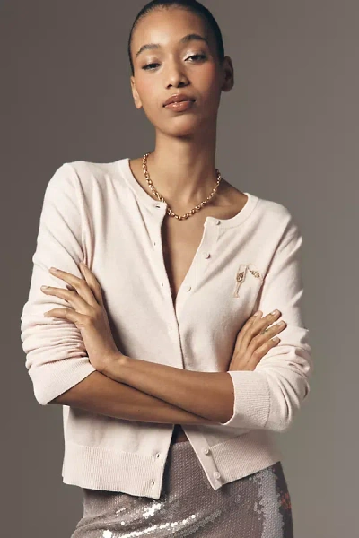 By Anthropologie The Juliet Beaded Drink Icon Cashmere Cardigan Sweater In Pink