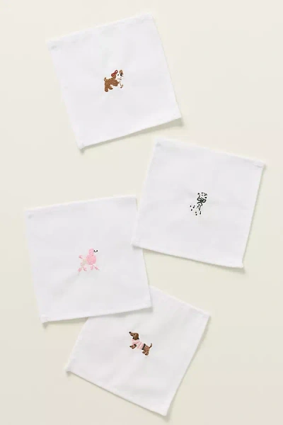 Frasier Sterling Linen Blend Dog Cocktail Napkins, Set Of 4 In White