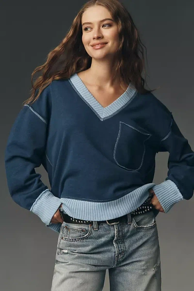 Pilcro The Montana Pocket Knit Top By  In Blue