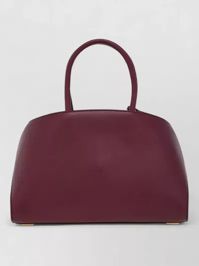Ferragamo Medium Tote Bag Gold Tone Hardware Top Handle In Burgundy