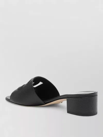 Dolce & Gabbana Sandals Block Heel Embellished Strap Open Toe In Black